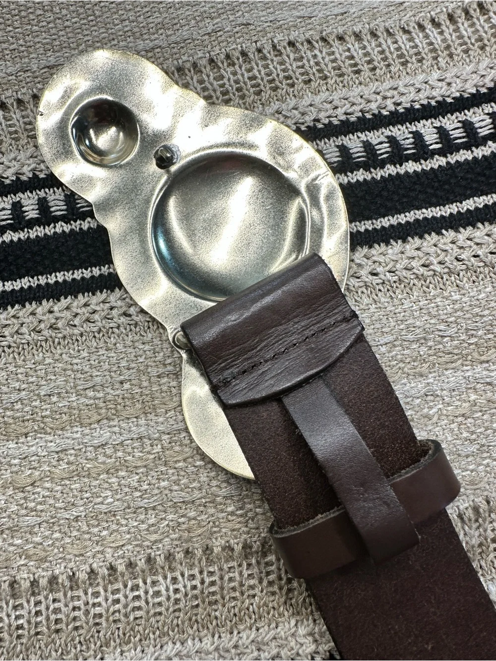 Ralph Lauren Southwestern Chocolate Brown Calf Santa Fe Plaque Buckle Belt